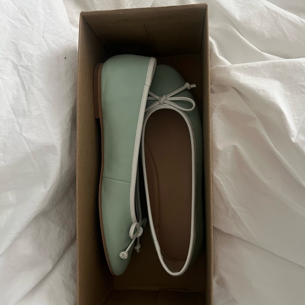 Steve Madden Mint Green Flats with White Trim